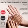 Glamnetic Press On Nails Sanded Short Almond Nude Fake Nails with Raised Gold Shell Accents Salon Quality Summer Nails 15 Sizes 30 Nail Kit with Glue