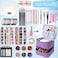 CTWWFS Nail Polish Organizer Holds 30 Bottles 15ml and 1 Nail Light Nail Polish Carrying Case with Storage Pockets for Manicure Tools Double Layer Nail Storage Travel Bag with Handle APurple