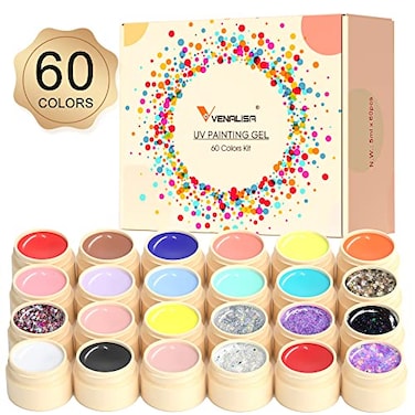 V VENALISA VENALISA Gel Paint Nail Art Set 60 Colors Solid Gel Polish Art Kit Professional Salon DIY Gift