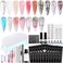 Fcozpjk Poly Nail Gel Kit with UV Light 12 Colors Clear Nude Pink Iridescent Glitter Extension Gel Builder Gel Starter Kit Base Top Coat Set Slip Solution Nail Gel Kit for Beginners with Everything
