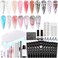 Fcozpjk Poly Nail Gel Kit with UV Light 12 Colors Clear Nude Pink Iridescent Glitter Extension Gel Builder Gel Starter Kit Base Top Coat Set Slip Solution Nail Gel Kit for Beginners with Everything