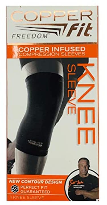 Copper Fit Freedom Knee Sleeve 2 Pack Copper Infused Compression Sleeve with Contour Design 2 Knee Sleeve As Seen on TV Large