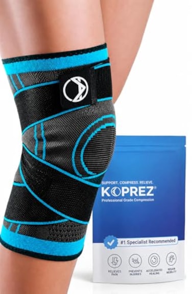 Koprez Knee Compression Sleeve for Men Women Premium Knee Brace for Pain Relief Running Workout Arthritis Support Meniscus Tear Patella Stabilizer Breathable Sports Knee