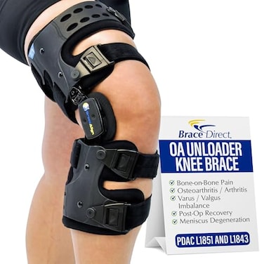 Brace Align OA ROM Unloader Knee Brace Adjustable Offloading for Degenerative Joint Disease and Osteoarthritis with Varus Valgus Correction L1843 L1851 Left Thigh up to 30 in