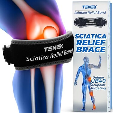 TENEX ELBOW SHOCK ABSORBER Tenex SRB Sciatica Pain Relief Device Non Slip 10X Sciatica Relief Band For Sciatic Nerve Pain Adjustable Single Leg Brace Targets UB40 Acupressure Point Behind Knee For Bac