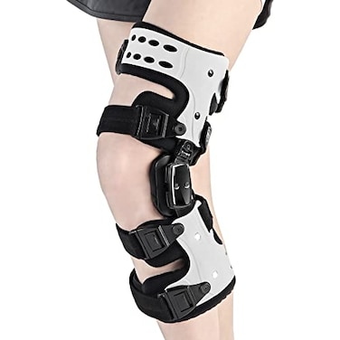 RISURRY OA Unloader Knee Brace Arthritis Pain Relief Osteoarthritis Bone on Bone Knee Joint Pain Cartilage Defect Repair Avascular Necrosis Hinged Medial or Lateral Degeneration White Left