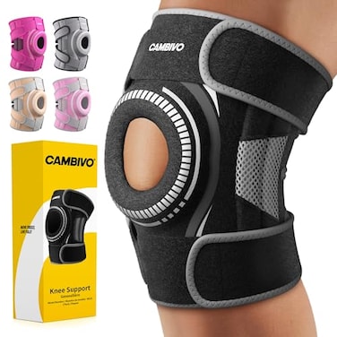CAMBIVO ELITE Knee Brace with Side Stabilizers Open Patella Gel Pad for Knee Pain Meniscus ACL MCL Arthritis Relief Breathable Adjustable Knee Support for Men and WomenPlease Check Size Chart