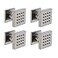 orhemus 4 pcs Solid Brass Body Spray Shower Jets Adjustable Massage Spa Side Sprayer In Wall Shower Set Square Brushed Nickel Finish