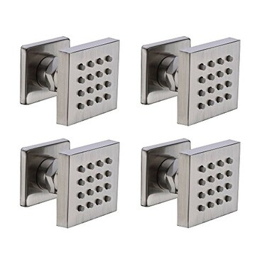orhemus 4 pcs Solid Brass Body Spray Shower Jets Adjustable Massage Spa Side Sprayer In Wall Shower Set Square Brushed Nickel Finish