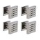 orhemus 4 pcs Solid Brass Body Spray Shower Jets Adjustable Massage Spa Side Sprayer In Wall Shower Set Square Brushed Nickel Finish