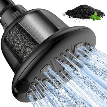 MakeFit Filtered Shower Head with Upgraded Activated Carbon Filter High Pressure Shower Head with Hard Water Softener 7 Settings Bathroom Rain Showerhead to Remove Chlorine and Heavy Metals