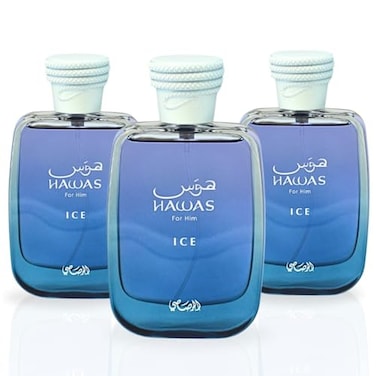 RASASI Hawas Ice EDP 100ML 34 OZ Long Lasting Exquisite Luxurious Arabian Scents PACK OF 3