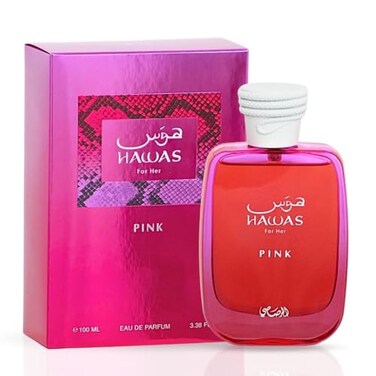 RASASI Hawas Pink For Her Eau de Parfum Spray 100ml 34 oz Floral Fruity Perfume for Women with Neroli Vanilla Cotton Candy Marshmallow Luxurious Feminine Scent