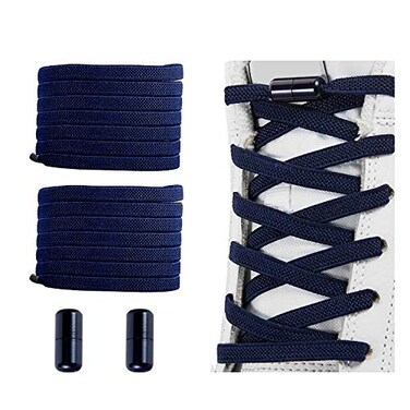 Alegrianan No Tie Shoelaces Elastic Shoelaces for AdultsKidsElastic No Tie Shoe Laces Navy Blue