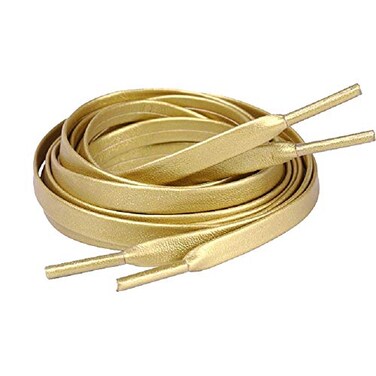 Florawang One Pair Flat PU Leather Laces Shoelaces for Shoe Sneaker Boot Golden 71