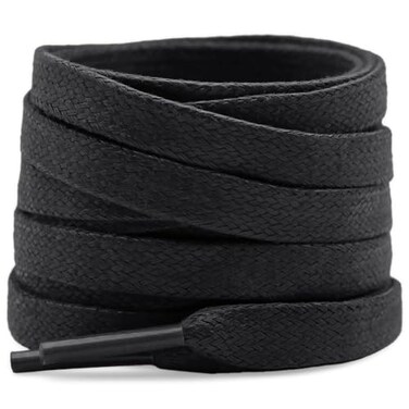 YFINE Flat Waxed Shoe Laces Sneakers Black Shoelaces for MenWomen Boot 2 Pair 31 Inch