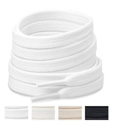 Handshop Wide Flat Athletic Shoelaces 5162 Pair Shoe Laces for Sneakers and Casual Shoes Replacements White 40 inch 100cm