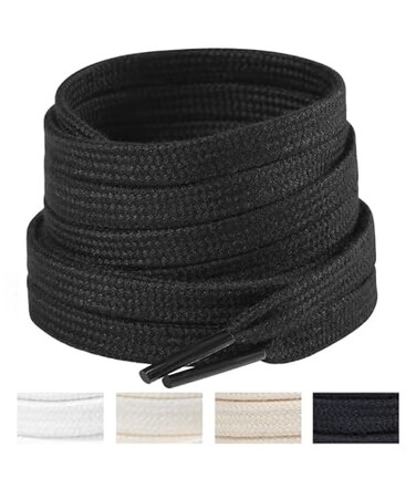 Handshop Wide Flat Athletic Shoelaces 5162 Pair Shoe Laces for Sneakers and Casual Shoes Replacements Black 47 inch 120cm