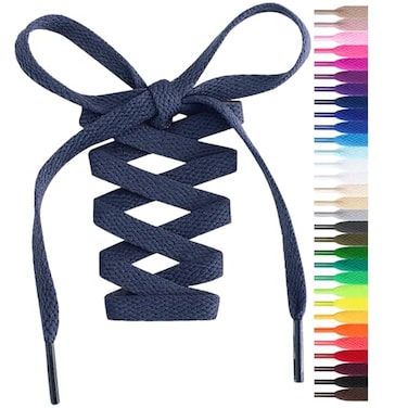Handshop Flat Shoelaces 516 Shoe Laces Replacements For Sneakers and Athletic Shoes Boots Navy Blue 122cm