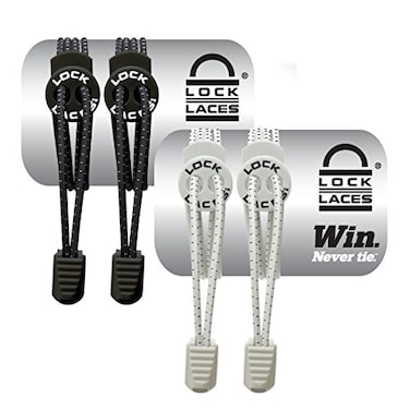 Lock Laces NoTie Elastic Shoelaces 2Pack One Size Fits All Original Elastic Lacing Solution for Sneakers Running Athletic Shoes BlackWhite