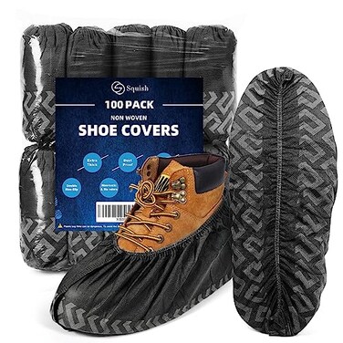 squish Shoe Covers Disposable Non Slip 100 Pack50 pairs Thick Extra Disposable Boot Covers Slip Proof Shoe Cover for Indoors Outdoors Recyclable Protector Covers Fits Virtually Most Shoes