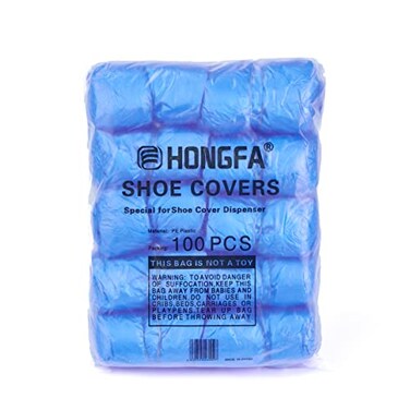 JATHIN Disposable Shoe Cover Refills for Automatic Dispenser Machine Waterproof NonSlip TBuckle Plastic Booties for Indoors Home Construction and Carpet Protection 100 Pcs