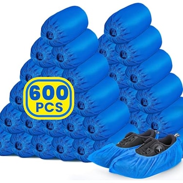 NUITPY 600 Pack300 Pairs Shoe Covers Disposable Nonwoven Fabric Shoes Covers for Indoor Blue Durable Reusable Disposable Boot Shoe Covers Larger Size Fits Various Shoes