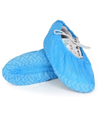 Buself XLarge 200 Count Shoe Covers Disposable NonSlip Premium Cloth Boot Covers Slipresistant Durable Breathable Nontoxic Recyclable Stretchable Fits Up to Size 13 US Men Blue
