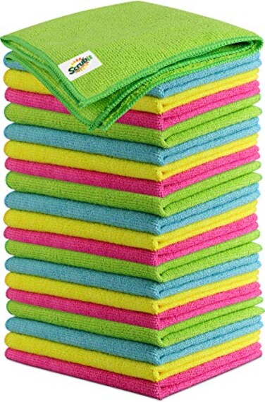 SCRUBIT Microfiber Cleaning Cloth Lint Free Towels for House Kitchen Cars Windows Ultra Absorbent and Super Soft Wash Cloths 24 Pack
