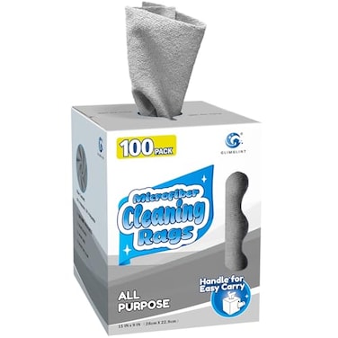 GLIMGLINT Microfiber Cleaning Cloth 100 Pack Cleaning Rags LintFree Ultra Absorbent Reusable Paper Towels for Home Kitchen Car Garage or Shop Microfiber Rags 11 x 9 Grey