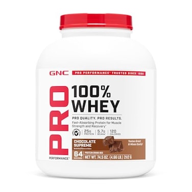 GNC Pro Performance 100 Whey Protein Powder Chocolate Supreme 64 Servings Supports Healthy Metabolism and Lean Muscle Recovery