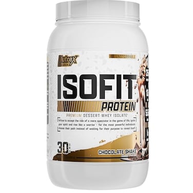 Nutrex Research IsoFit Chocolate Whey Isolate Protein Powder 100 Whey Protein Isolate Muscle Recovery Naturally High EAAs Fast Absorbing Easy Digestion Chocolate Shake 2lbs 30 Servings