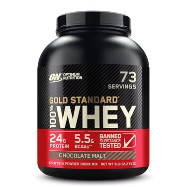 Optimum Nutrition Gold Standard 100 Whey Protein Powder Chocolate Malt 5 Pound Packaging May Vary