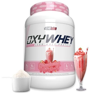 EHP Labs OxyWhey Whey Protein Isolate 25g High Protein Low Carb Sugar Free Meal Replacement Lean Whey Powder for Muscle Recovery NonGMO Gluten Free 25 Serves Strawb Milkshake