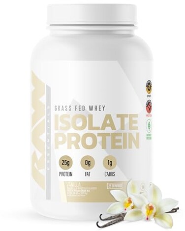 RAW Whey Isolate Protein Powder Vanilla CBUM Itholate 100 GrassFed Sports Nutrition Powder for Muscle Growth Recovery LowFat Low Carb Naturally Flavored 25 Servings