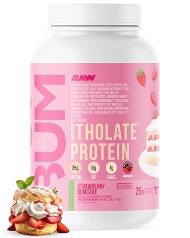 RAW Whey Isolate Protein Powder Strawberry BumCake CBUM Itholate Protein 100 GrassFed Sports Nutrition Powder for Muscle Growth Recovery LowFat Low Carb Naturally Flavored 25 Servings