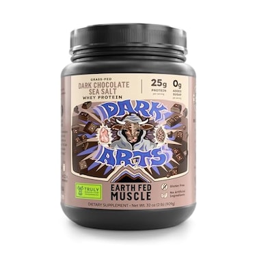 Earth Fed Muscle Dark Arts Irish Grass Fed Whey Protein Isolate ThirdParty 25g Protein Salted Dark Chocolate NonGMO Hormone Free Soy Free Gluten Free 2 LB 26 Servings