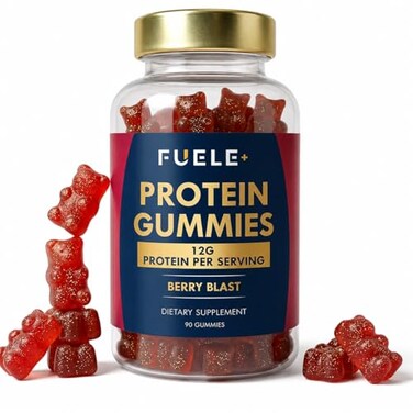 FUELEFUELE Protein Gummies 12g High Protein Snack Mixed Berry Flavor No Added Sugar Whey Protein Gummies Supports Muscle Recovery Post Workout Supplement