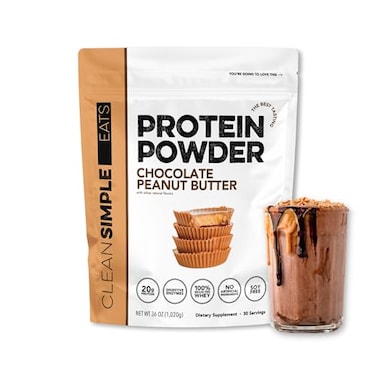 Clean Simple Eats Whey Isolate Protein Powder Chocolate Peanut Butter Naturally Sweetened 0 Added Sugar 20g 100 Grass Fed Protein Powder with Digestive Enzymes Gluten Free Non GMO 30 Servings
