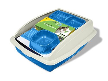 Van Ness Kitten And Cat Starter Kit 5 Piece Set with High Side Litter Box Water Bowl Double Feeder Litter Scoop Litter Box Liners