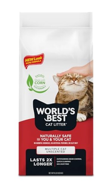 World's Best Cat Litter WORLDS BEST CAT LITTER Multiple Cat Unscented 8Pounds Natural Ingredients Quick Clumping Flushable 99 Dust Free Made in USA LongLasting Odor Control Easy Scooping