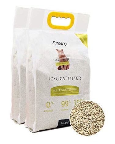 Furberry Natural Soy Litter Tofu Cat Litter Clumping Flushable Ultra Absorbent and Fast Drying Zero Dust Low Tracking Unscented 2 Pack