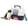 IRIS USA Cat Litter Box Enclosed Corner Litter Box with Scoop Hooded Litter Tray for Corners SpaceSaving Covered Litter Box Odor Defensive NavyWhite