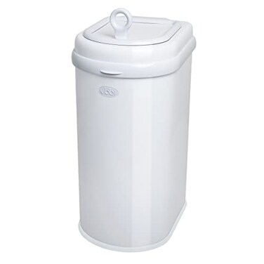 Ubbi Pet Waste Pail OdorLocking Cat Litter Disposal System Stainless Steel Pet Waste Can with Safety Lock Scoop No Special Bags Required White