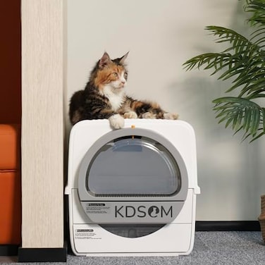 KDSOM Self Cleaning Litter Box SemiAutomatic Litter Box Scoop Free Cat Litter Trays with 4 Disposable Trays Enclosed Lid Odor Control for Large Cats