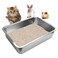 GCVOPTON Stainless Steel Cats Litter Box 4 Height Litter Box for Small Animals Easy Entry Easy to Clean Non Stick Smooth Surface
