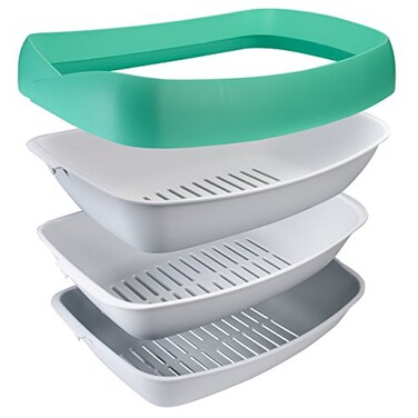 Luuup Litter Box 3 Sifting Tray Cat Litter Box Easy to Clean with NonStick Coating Stylish HighSided Design with Spill Guard 154x202x75