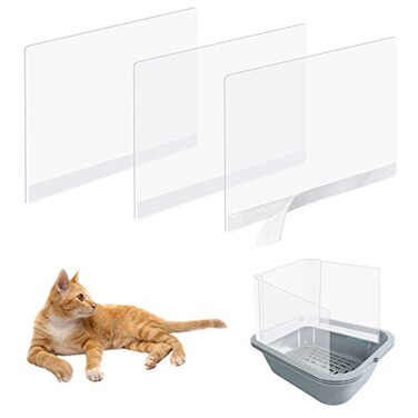 Sadoia 3 Pcs Cat Litter Box Splash Guard Pee Shields AntiSplashing Reusable High Sided Cat Toilet Training Kit for Open Top Litter Pan