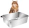 Kichwit Large Stainless Steel Cat Litter Box with High Sides Metal Litter Pan for Big Cats Non Stick Smooth Surface Easy to Clean 234 L x 155 W x 76 H