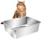 Kichwit Large Stainless Steel Cat Litter Box with High Sides Metal Litter Pan for Big Cats Non Stick Smooth Surface Easy to Clean 234 L x 155 W x 76 H